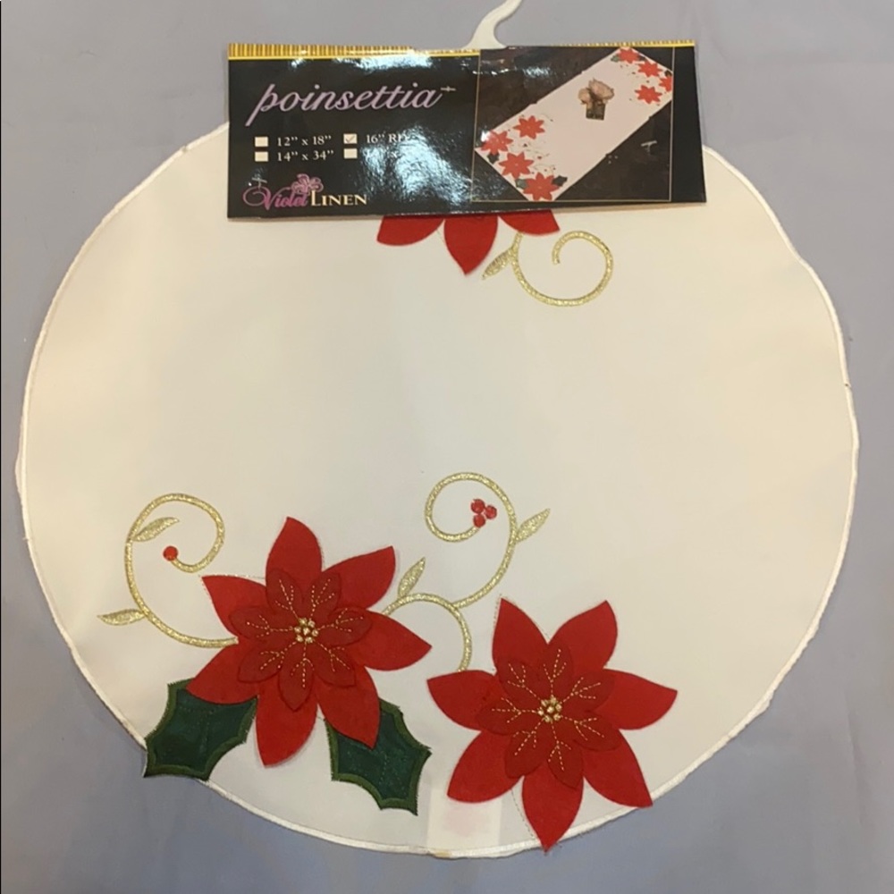 White Poinsettia Christmas Placemat
